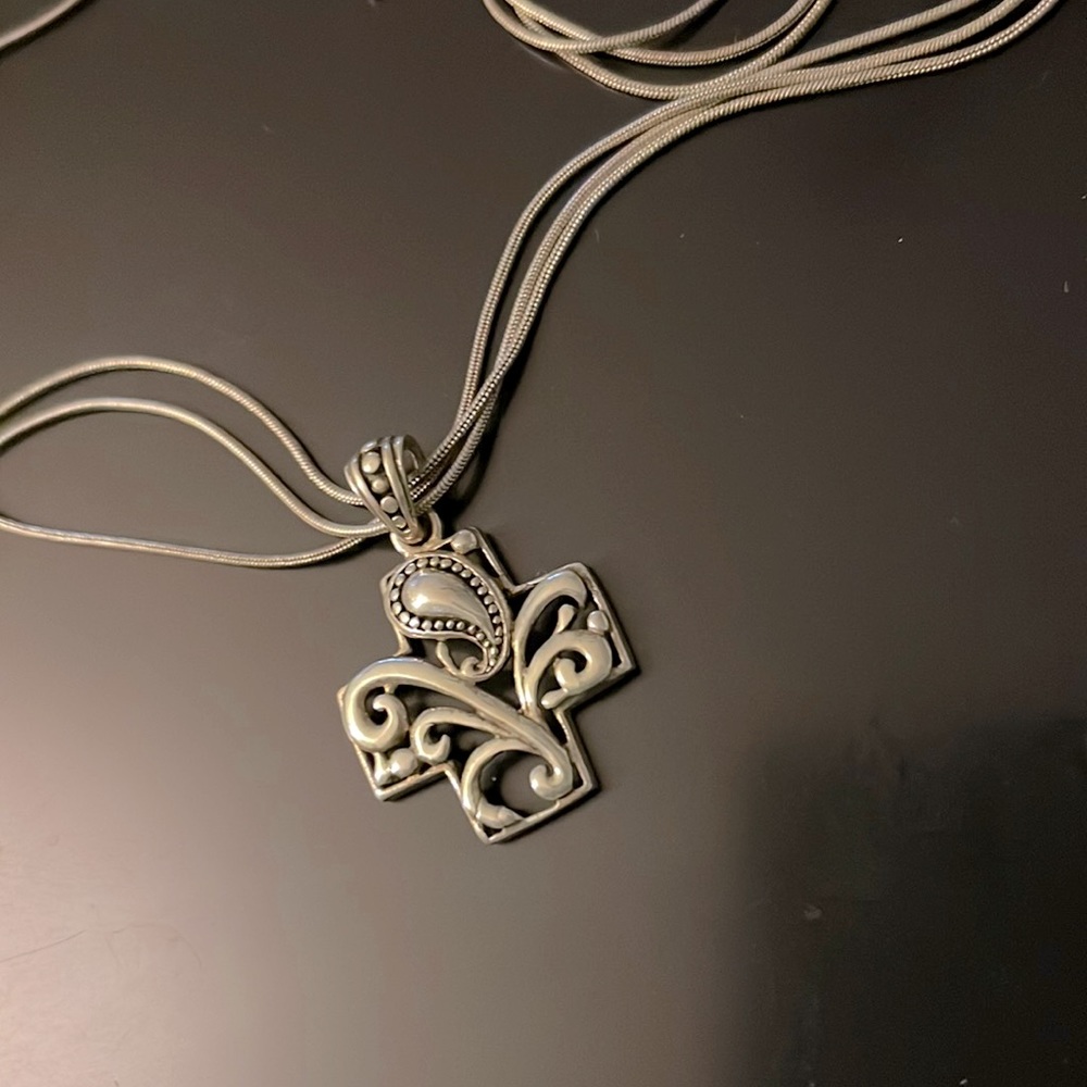 Silver Paisley cross Necklace